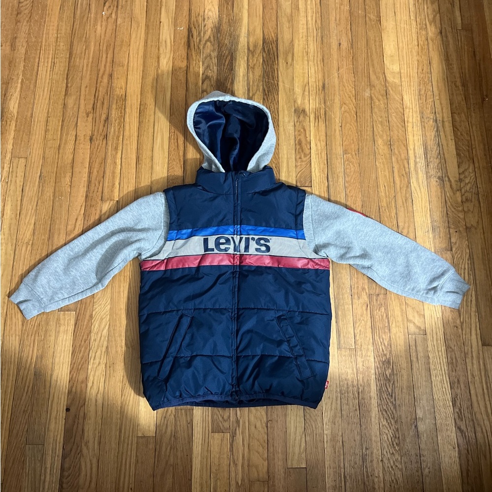Levi's Size 7 Navy & Gray Hooded Puffer Jacket